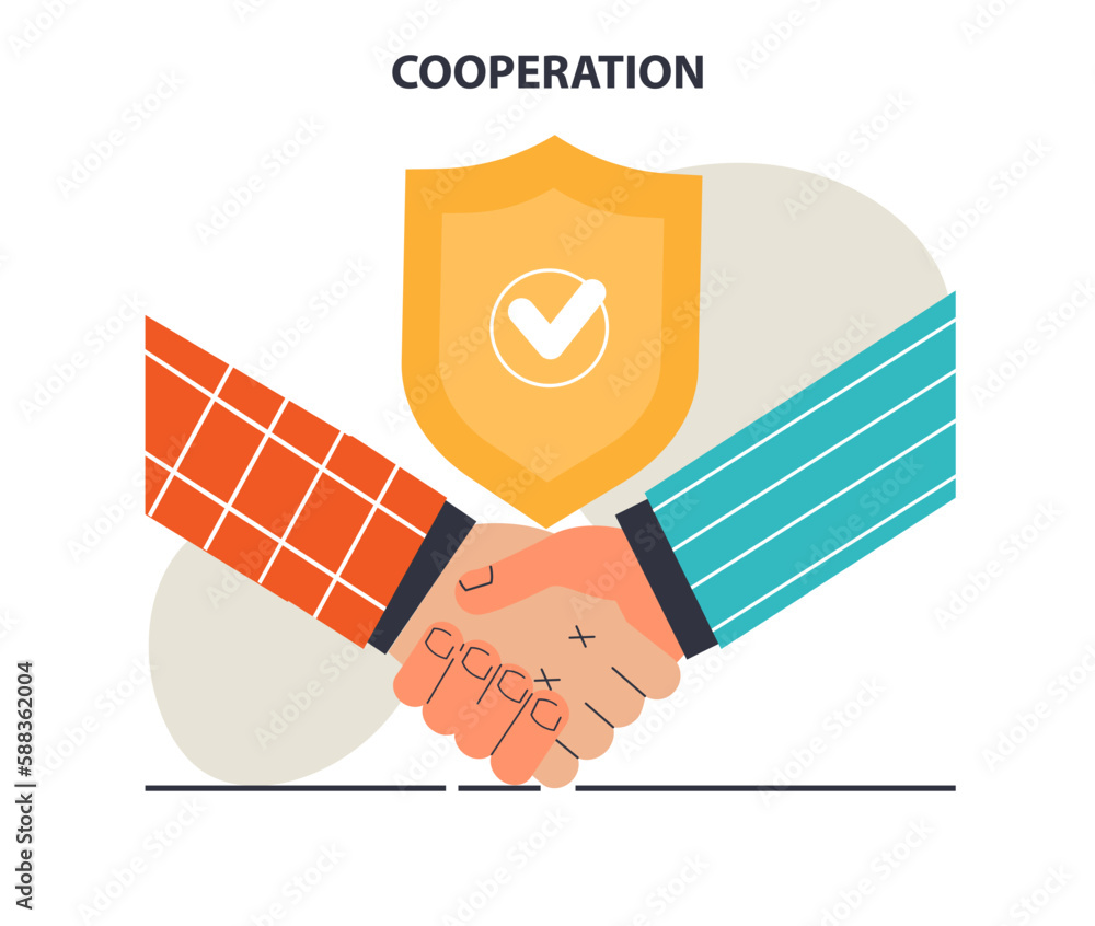 Poster cooperation concept set. collaboration and teamwork. office characters
