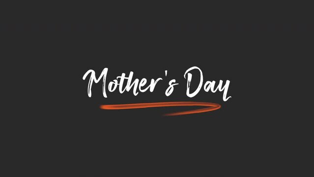 Mothers Day with orange brush on black gradient, motion holidays, fashion and art style background