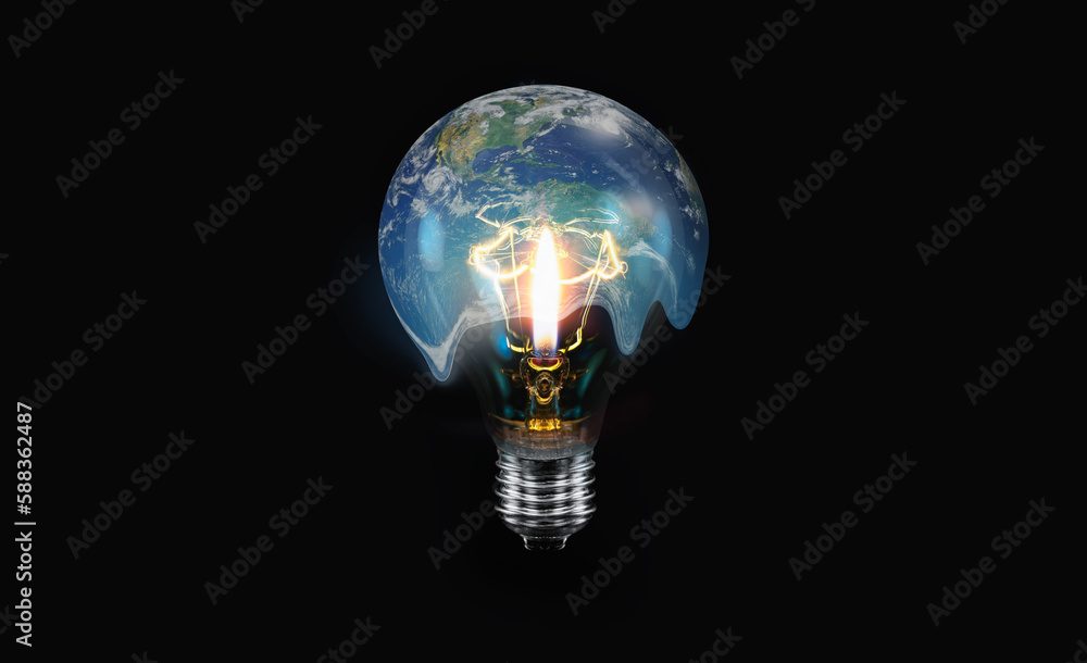 Aufkleber global warming concept - planet earth is melting in a lamp because of candle fire 