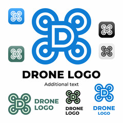 Drone logo stylish modern quadrocopter icons - 588362838