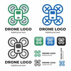 Drone logo modern and stylish quadrocopter icon set