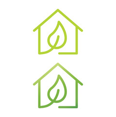 House and  green tree leaf. Eco house, simple line icon, vector, illustration. 