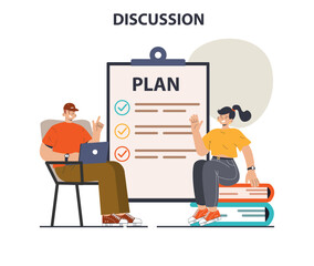 Discussion concept. Characters communicating with each other