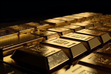 Many gold bars in safe bank, Banking , Financial and wealth, Generative AI