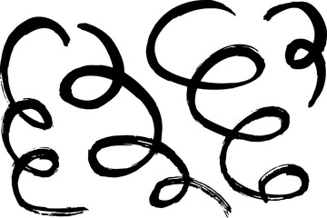 Dry Brush Swirl Free Hand Strokes Vector Grunge Set