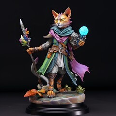 Fototapeta premium statuette of a cat . Generative AI .