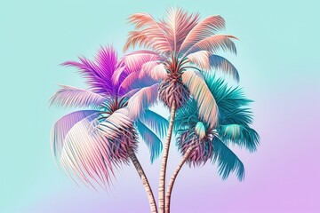 Fototapeta na wymiar Surreal palm tree in pastel colors created with Generative AI 