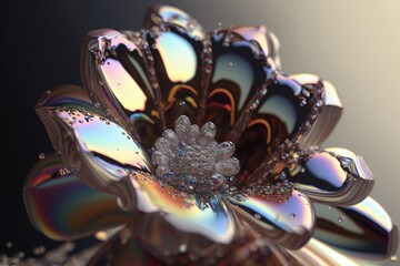 Quantum glass silver flower created with Generative AI 