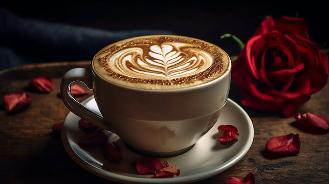 atte in a white mug with a foam heart