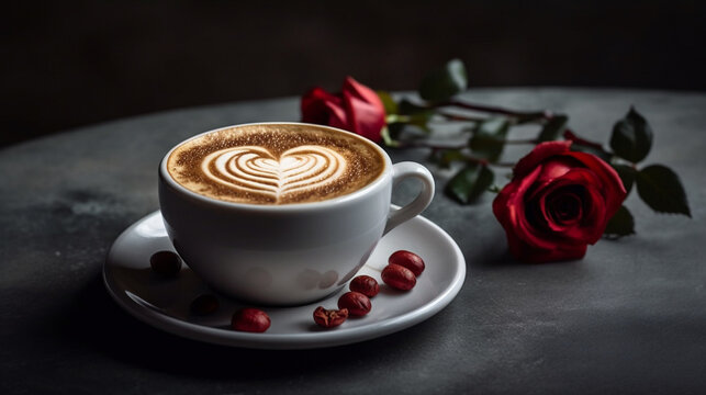 atte in a white mug with a foam heart