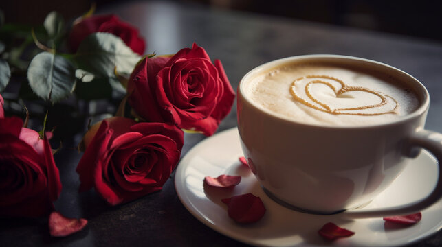 atte in a white mug with a foam heart