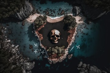 Dreamlike skull island created with Generative AI 