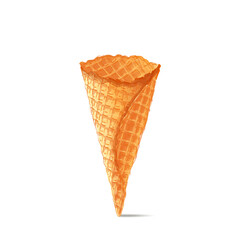 Ice-cream scoops in waffle cones with assorted balls of vanilla, citrus, strawberry, mint, chocolate. Vector realistic line illustration