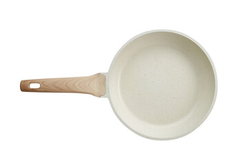 Ceramic frying pan isolated on white background. Studio shot - obrazy, fototapety, plakaty