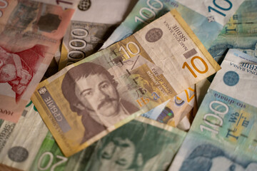 Serbian currency ten banknote dinars
