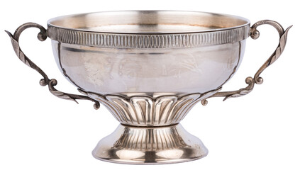 Antique art deco sterling silver bowl or chalice kitchenware or silverware, isolated on white or...