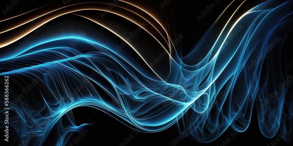 Poster in an abstract blue line pattern generative ai