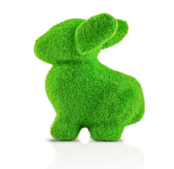 Green grass easter bunny rabbit isolated on white bsckground
