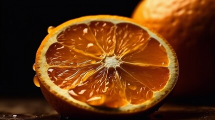 Orange, extreme close up, fruit, generative AI