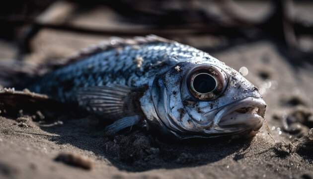 Fresh catch of slimy mackerel on coast generated by AI