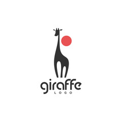 giraffe logo silhouette red moon background