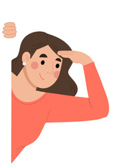 Illustration of woman peeking