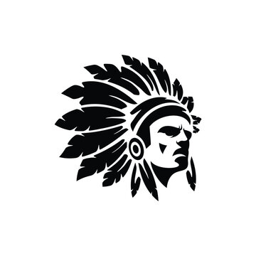Apache indian chief logo design, American native