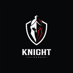 spartan knight helmet logo design vector - obrazy, fototapety, plakaty