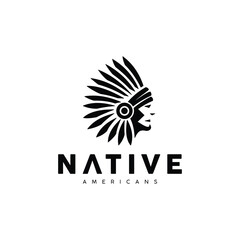 Obraz premium Apache indian chief logo design, American native