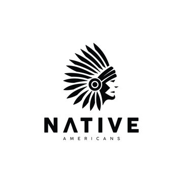 Apache indian chief logo design, American native