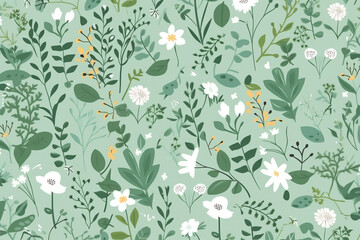 Ditsy pattern with flowers. Seamless wallpaper design or background. Generative Ai