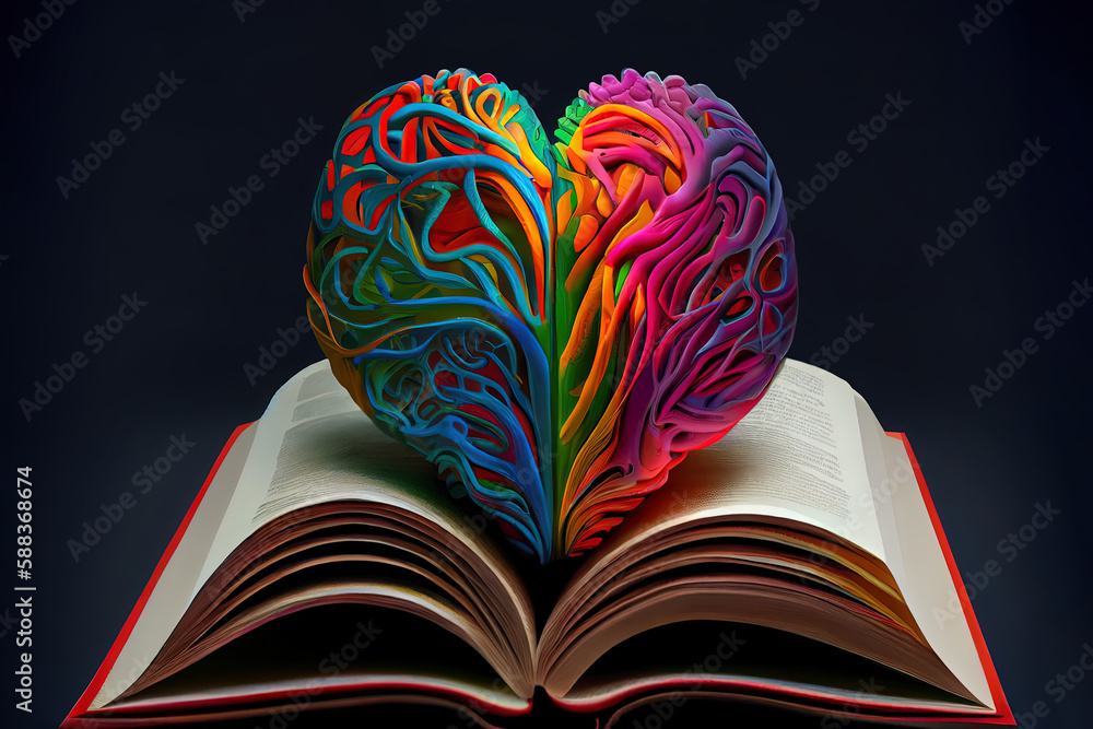 Poster intellectual property concept with brain and gears. generative ai