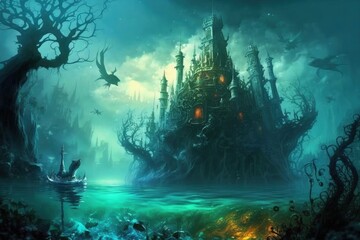 Fantasy abstract water world created with Generative AI 