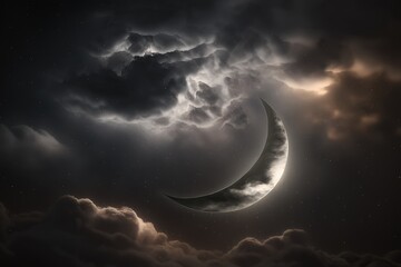 Evil crescent moon created with Generative AI 