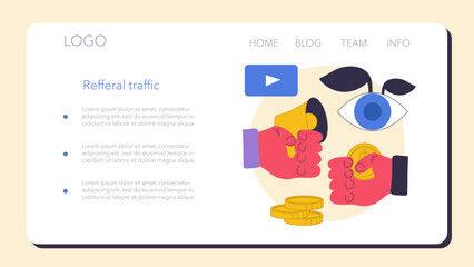 Passive income in the internet. Character making money on traffic