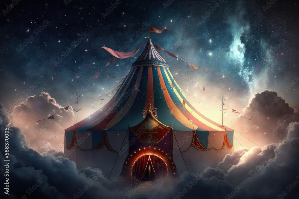 Wall mural fantasy circus in the sky created with generative ai