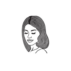  a nice lady layer hair cut line art drawing illustration