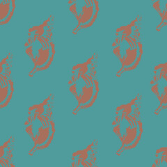 Naklejka premium Harmonious shell pattern. Shell, repeated background texture. Free-nand. Vintage underwater fabric creation mode