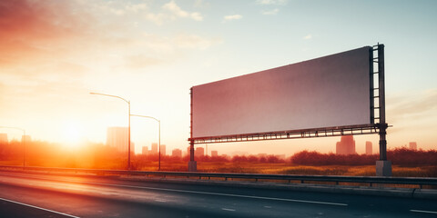 A blank billboard for outdoor advertising poster on the track. Advertising concept