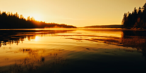 Obraz premium Morning calm on the lake