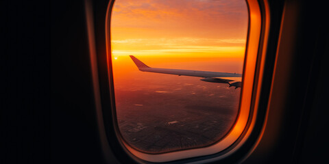 Naklejka premium View from the window plane of the aircraft
