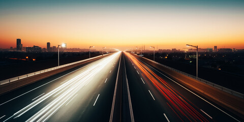 Fototapeta premium Wide highway with many lanes