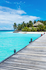 Exotic paradise Maldive resort lagoon bay view - 588372209
