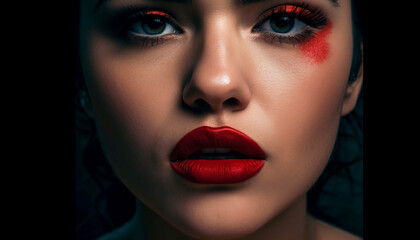 Beautiful glamour model with shining multi colored hair generated by AI