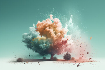 wallpaper pastel colors tree color dust bomb
created using generative ai