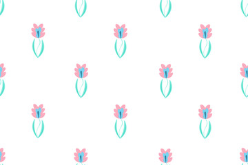 Seamless pattern with colorful watercolor flowers. Endless summer ornament with simple flower. Floral background. Wallpaper and bed linen print.