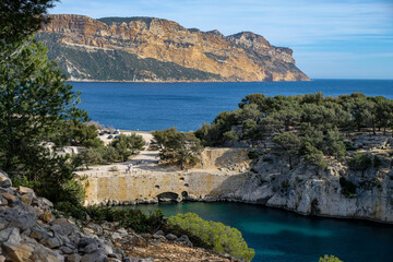 Сalanques  near Cassis. Famous place. Mediterranean sea. Provence tourism.