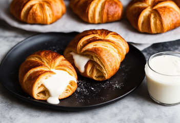 Start your day with energy: freshly baked croissants and a smooth and creamy latte.