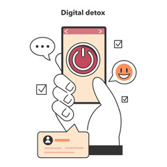 Digital detox. Character taking a break from digital device. Disconnected