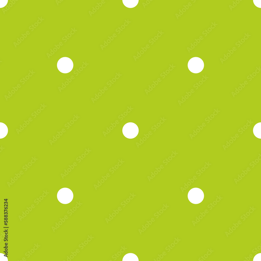 Poster tile vector pattern with white polka dots on green background